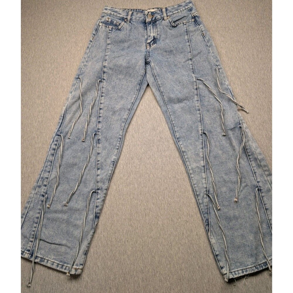 I.E.N.T.H.I.R.T.Y Women's Light Wash Blue Denim Jeans Button 5-Pocket Bow 1030